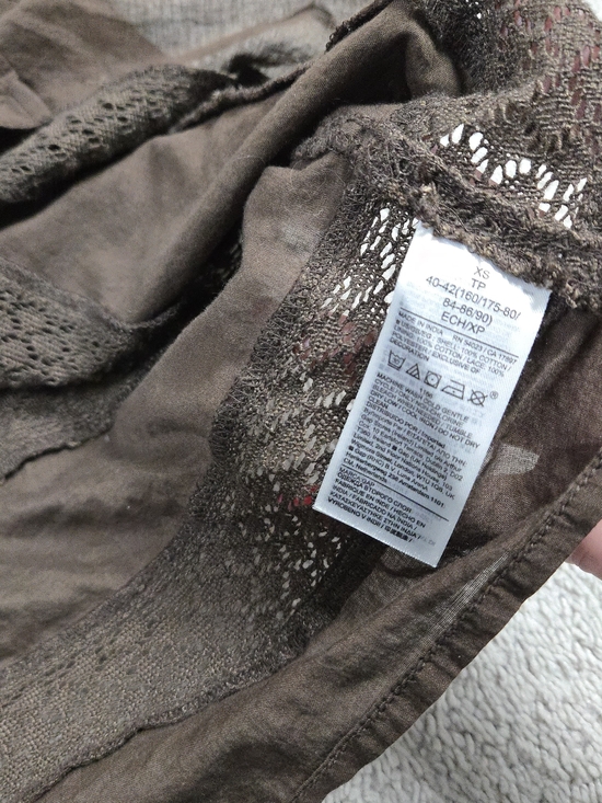 Gap Lace Button Front Maxi Dress Chocolate Brown XS Sheer Eyelet Peasant Cottage - Picture 7 of 9